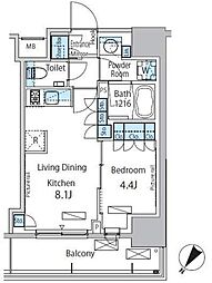 ParkAxis渋谷神山町 1LDKの間取図画像