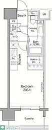 ザ・パークハビオ目黒 ワンルームの間取図画像