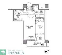レジディアタワー目黒不動前 1SLDKの間取図画像