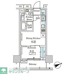 パークアクシス芝浦キャナル 1DKの間取図画像