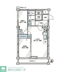 麻布コーポラス 2LDKの間取図画像