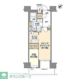 ブランズ芝浦 1LDKの間取図画像