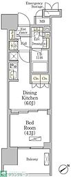 パークヴィラ恵比寿 1DKの間取図画像