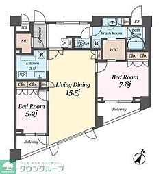 パシフィックレジデンス目黒本町 2LDKの間取図画像
