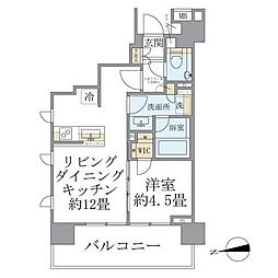 ウエリス六本木 1LDKの間取図画像