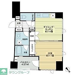レフィール日本橋浜町 1DKの間取図画像