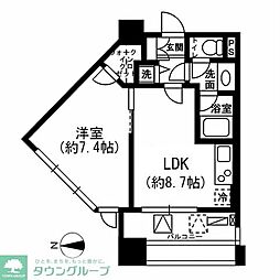 レジディアイチガヤ 1LDKの間取図画像