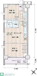 エスティメゾン豊洲レジデンスE棟 2LDKの間取図画像