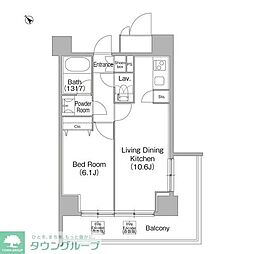 コンフォリア白金高輪 1LDKの間取図画像