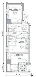 レヴィーナ東京八重洲通り 2DKの間取図画像