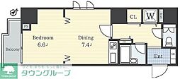白金アネックス 1DKの間取図画像