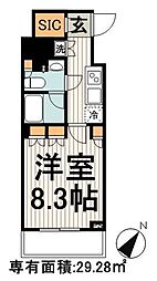 コンフォリア神楽坂DEUX 1Kの間取図画像