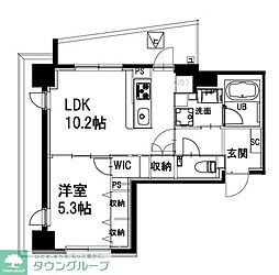 市谷仲之町ヒルズウイングSouth 1LDKの間取図画像