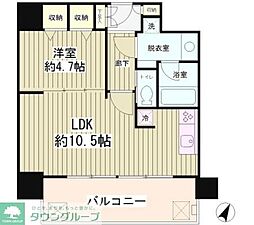 リバー&タワー 1LDKの間取図画像