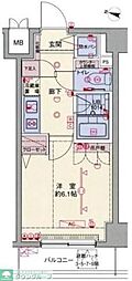 ブライズ荏原中延 1Kの間取図画像