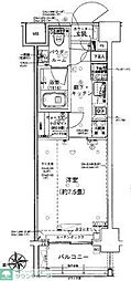 パークリュクス白金monoグレージュ 1Kの間取図画像