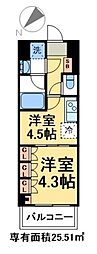 クラスタ越中島 1DKの間取図画像