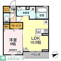 クリア南砂 1LDKの間取図画像