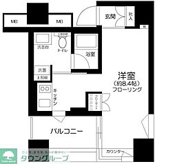 ザ・タワー芝浦 1Kの間取図画像