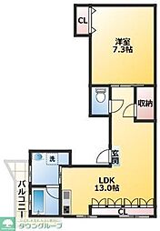 小石川ヒルズ 1LDKの間取図画像