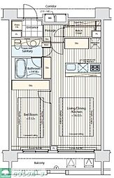 Primal新宿若松町 1LDKの間取図画像