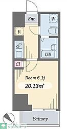 ダイヤモンドタワー西小山 1Kの間取図画像