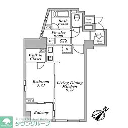 セントラルクリブ六本木3 1LDKの間取図画像
