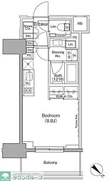 ザ・パークハビオ月島フロント ワンルームの間取図画像