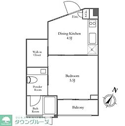 KDXレジデンス麻布仙台坂 1Kの間取図画像