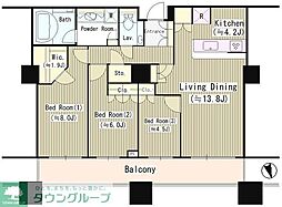 パークコート麻布十番ザ・タワー 3LDKの間取図画像
