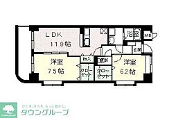 ラポール西大島ウェスト 2LDKの間取図画像