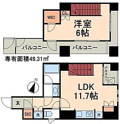 レジディア神田 1LDKの間取図画像