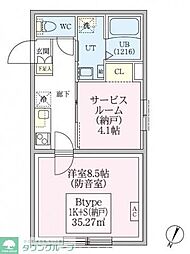防音マンション スカイラシクラス田園調布本町 1SKの間取図画像