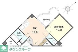 三田ハウス 1DKの間取図画像