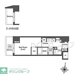 コンフォリア森下リバーサイド 1Kの間取図画像