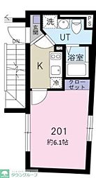 L'Allure不動前 1Kの間取図画像