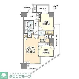 ブランズ芝浦 2LDKの間取図画像
