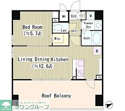 PROSPERASHIMBASHI 1LDKの間取図画像