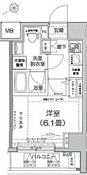 ルフレプレミアム芝公園 1Kの間取図画像