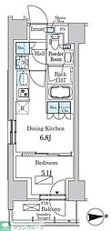 パークアクシス品川天王洲アイル 1DKの間取図画像