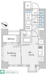 PlatinumView白金台 1DKの間取図画像
