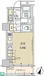 パークアクシス赤坂見附 ワンルームの間取図画像