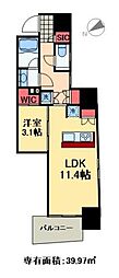CRESTCOURT清澄庭園 1LDKの間取図画像