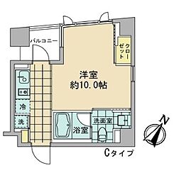 アズ日本橋人形町 ワンルームの間取図画像