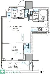 パークアクシス五反田スカイタワー 1LDKの間取図画像