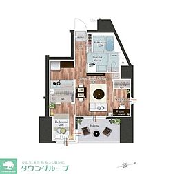 デュオフラッツ池尻大橋ノリス 2LDKの間取図画像