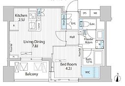 グランシエル南青山 1LDKの間取図画像