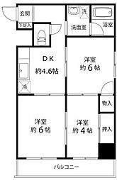ティーズガーデン大島 3DKの間取図画像