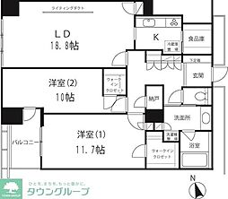 六本木ヒルズレジデンスB棟 2LDKの間取図画像