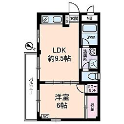 エチュード栄 1LDKの間取図画像